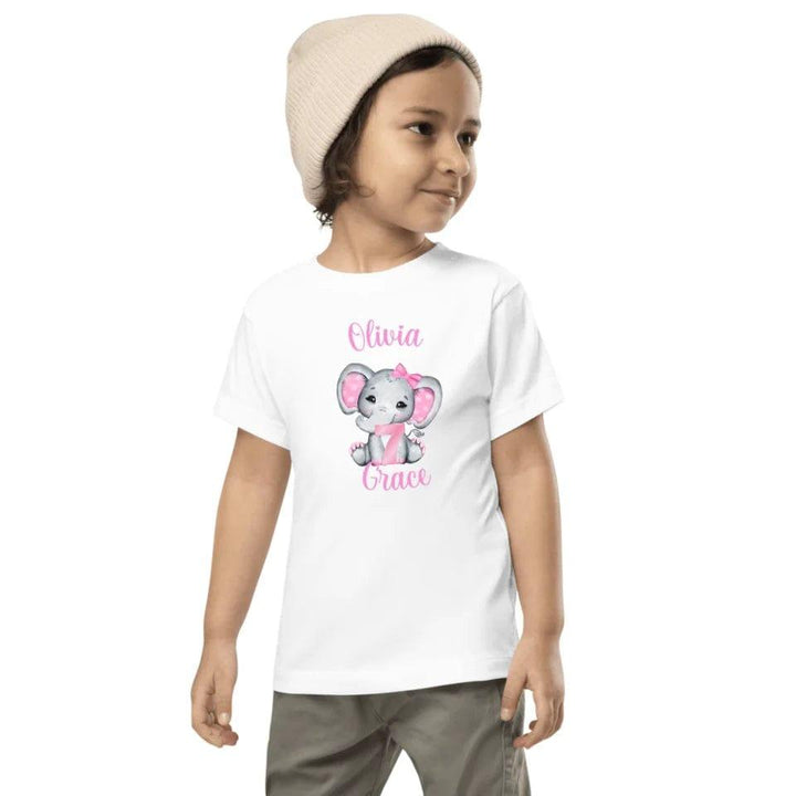 Custom Grey Elephant with Pink Ears & Number T-Shirt - ART-TSH165 - ARTFULANE