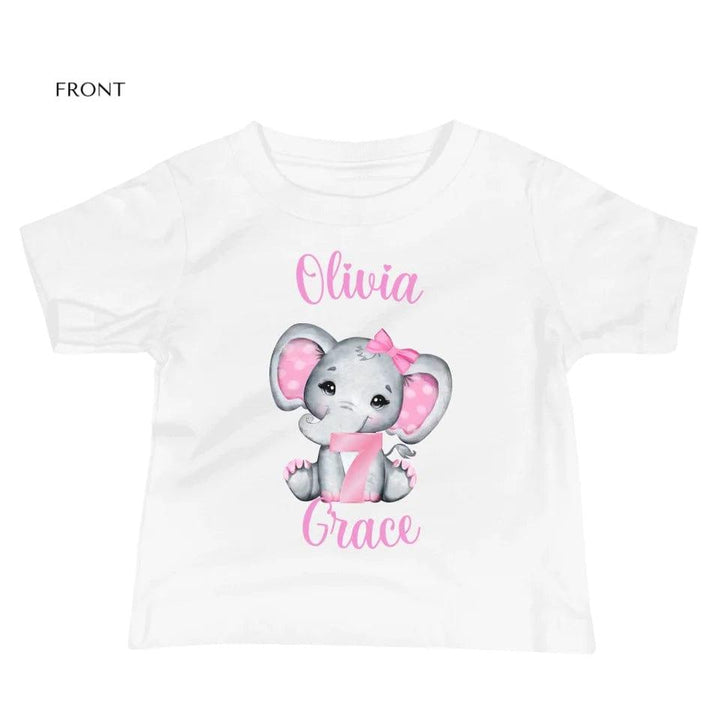 Custom Grey Elephant with Pink Ears & Number T-Shirt - ART-TSH165 - ARTFULANE