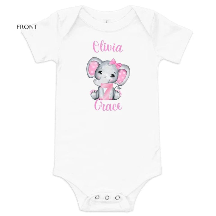 Custom Grey Elephant with Pink Ears & Number T-Shirt - ART-TSH165 - ARTFULANE