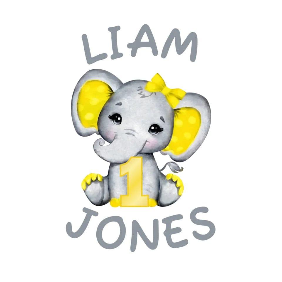 Custom Grey Elephant with Yellow Ears & Number T-Shirt - ART-TSH163 - ARTFULANE