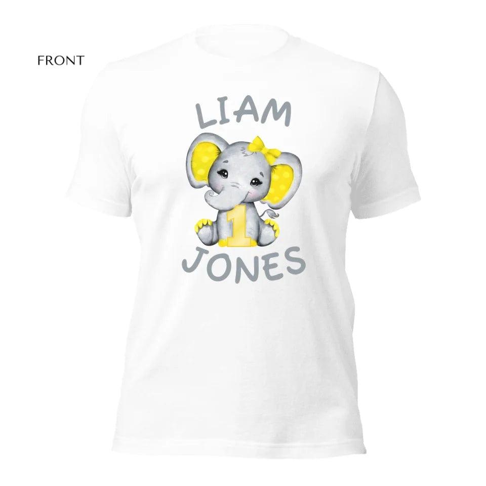 Custom Grey Elephant with Yellow Ears & Number T-Shirt - ART-TSH163 - ARTFULANE