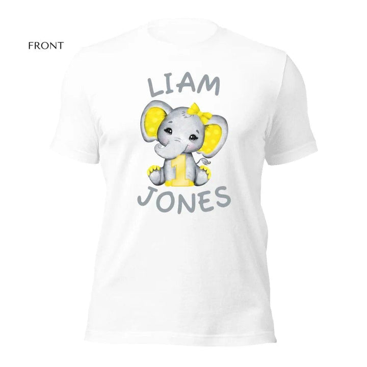 Custom Grey Elephant with Yellow Ears & Number T-Shirt - ART-TSH163 - ARTFULANE