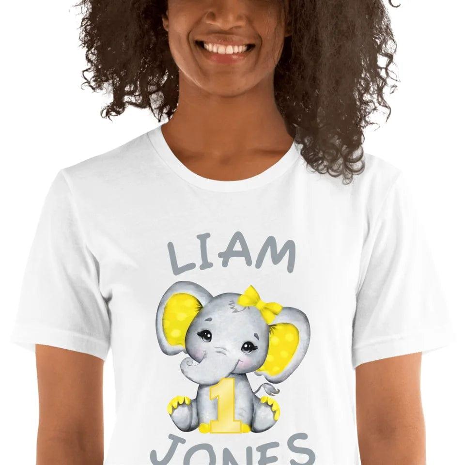 Custom Grey Elephant with Yellow Ears & Number T-Shirt - ART-TSH163 - ARTFULANE