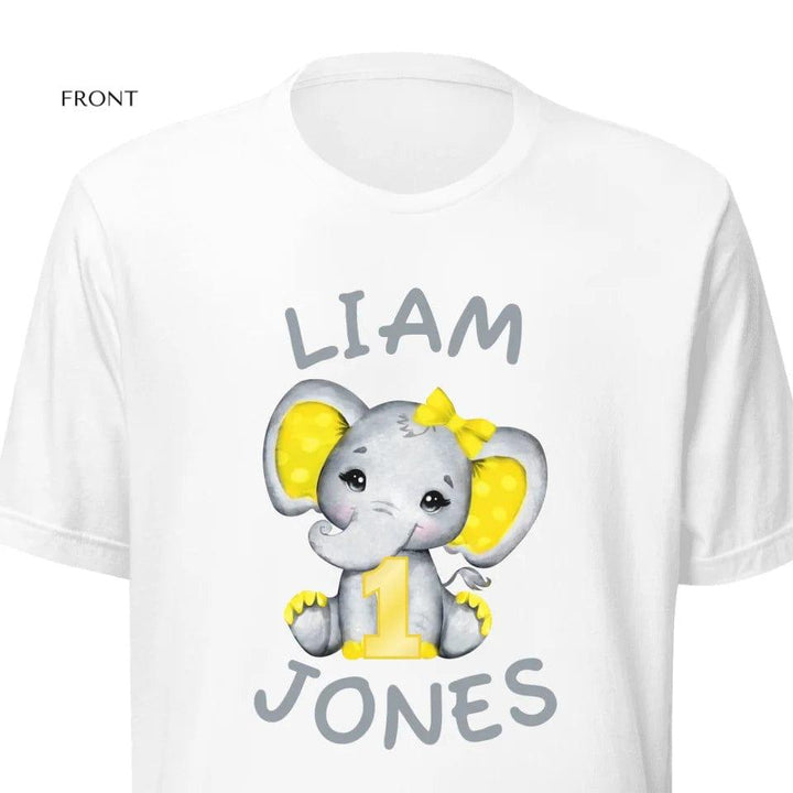 Custom Grey Elephant with Yellow Ears & Number T-Shirt - ART-TSH163 - ARTFULANE