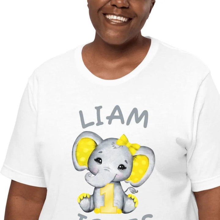 Custom Grey Elephant with Yellow Ears & Number T-Shirt - ART-TSH163 - ARTFULANE