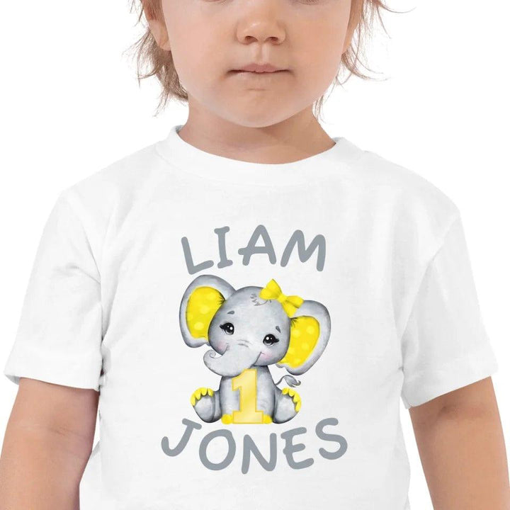 Custom Grey Elephant with Yellow Ears & Number T-Shirt - ART-TSH163 - ARTFULANE