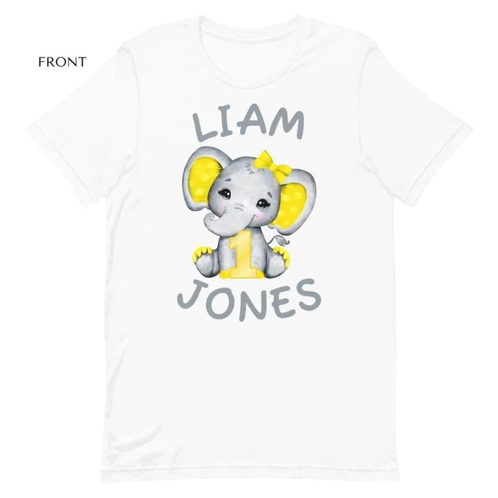 Custom Grey Elephant with Yellow Ears & Number T-Shirt - ART-TSH163 - ARTFULANE