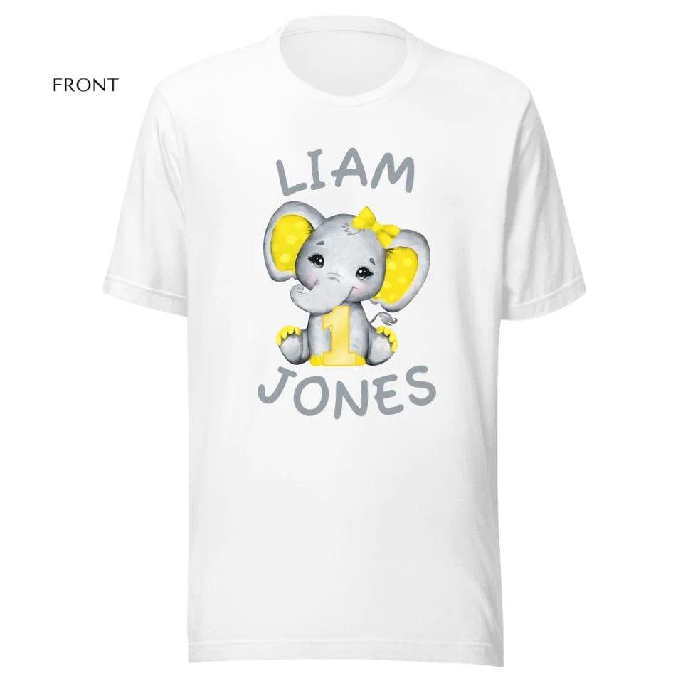 Custom Grey Elephant with Yellow Ears & Number T-Shirt - ART-TSH163 - ARTFULANE