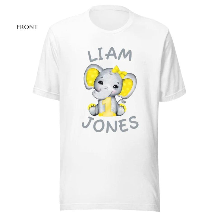 Custom Grey Elephant with Yellow Ears & Number T-Shirt - ART-TSH163 - ARTFULANE