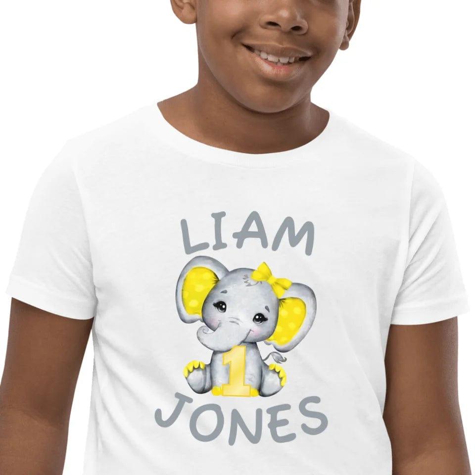 Custom Grey Elephant with Yellow Ears & Number T-Shirt - ART-TSH163 - ARTFULANE