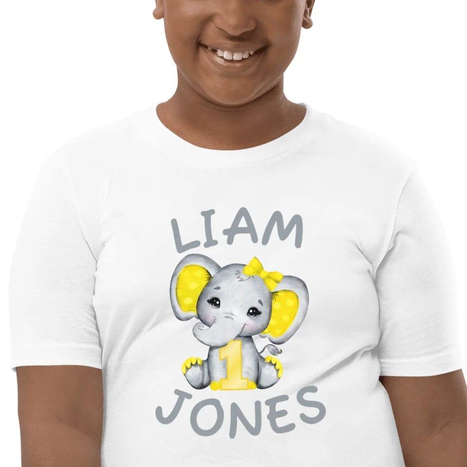 Custom Grey Elephant with Yellow Ears & Number T-Shirt - ART-TSH163 - ARTFULANE