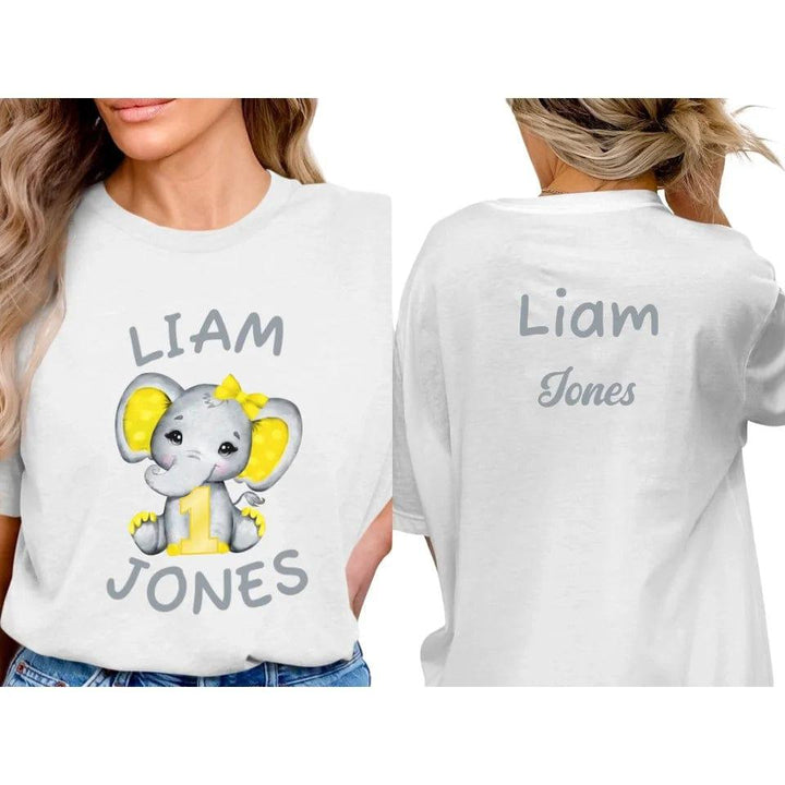 Custom Grey Elephant with Yellow Ears & Number T-Shirt - ART-TSH163 - ARTFULANE