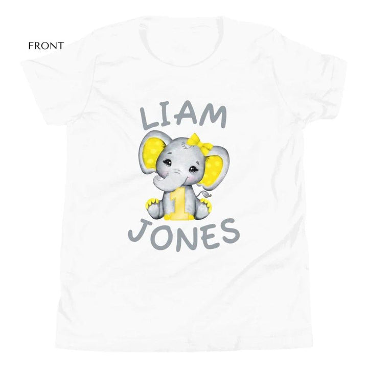 Custom Grey Elephant with Yellow Ears & Number T-Shirt - ART-TSH163 - ARTFULANE