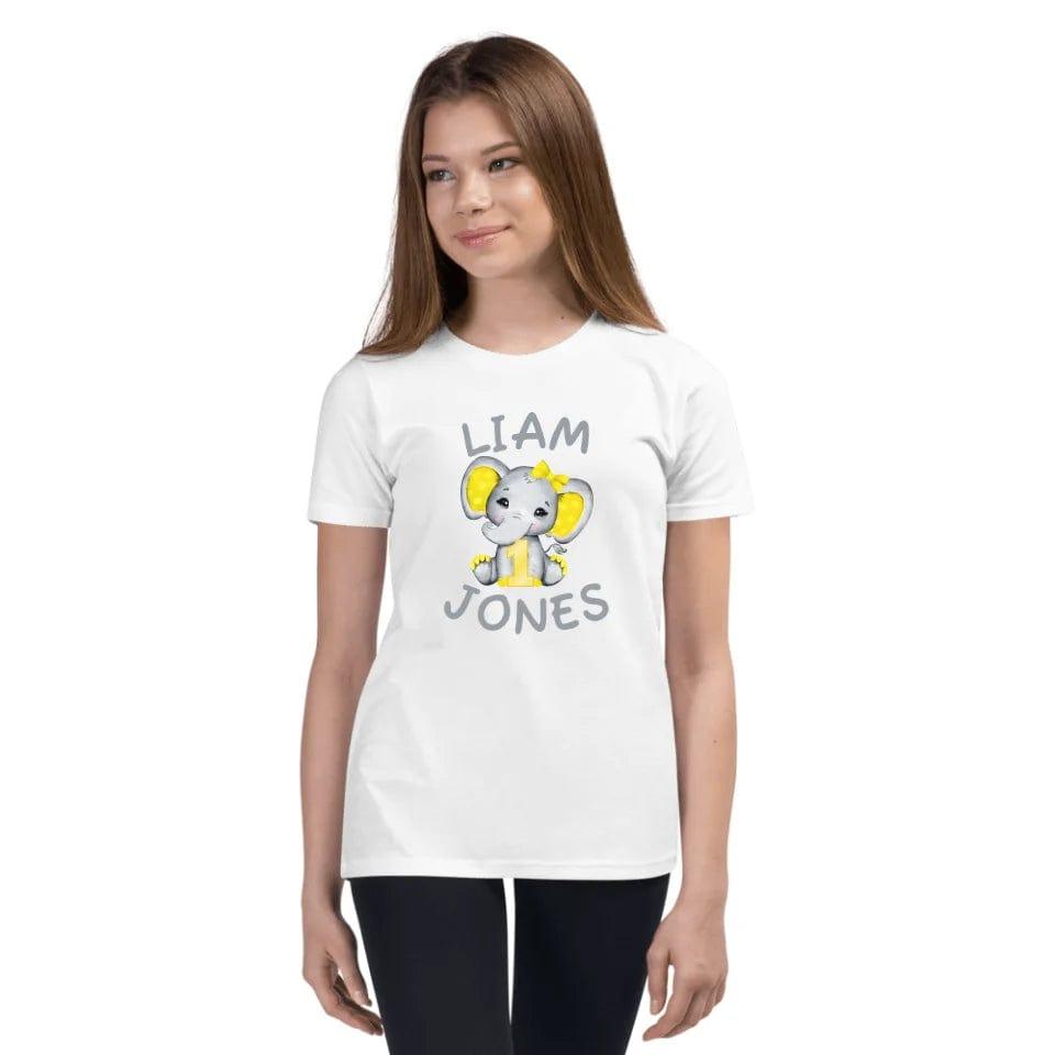 Custom Grey Elephant with Yellow Ears & Number T-Shirt - ART-TSH163 - ARTFULANE