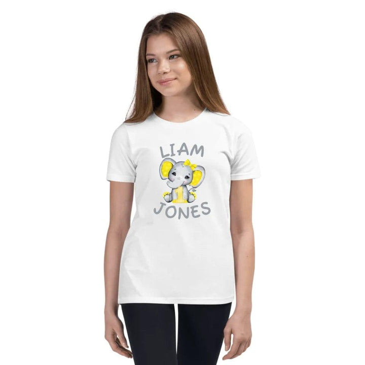 Custom Grey Elephant with Yellow Ears & Number T-Shirt - ART-TSH163 - ARTFULANE