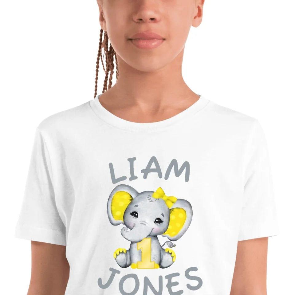 Custom Grey Elephant with Yellow Ears & Number T-Shirt - ART-TSH163 - ARTFULANE