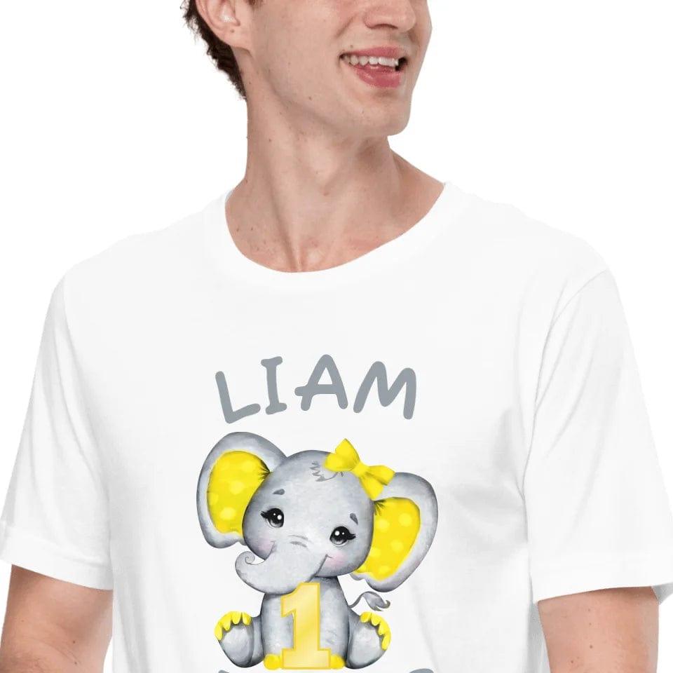 Custom Grey Elephant with Yellow Ears & Number T-Shirt - ART-TSH163 - ARTFULANE