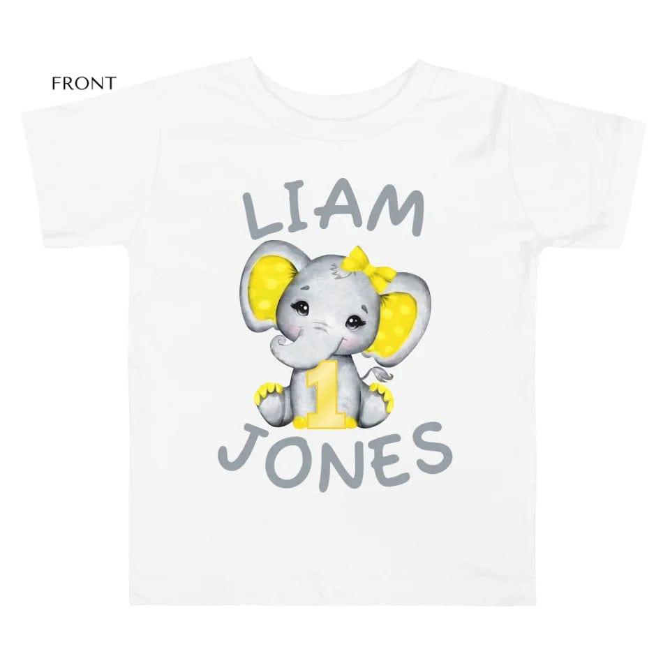 Custom Grey Elephant with Yellow Ears & Number T-Shirt - ART-TSH163 - ARTFULANE