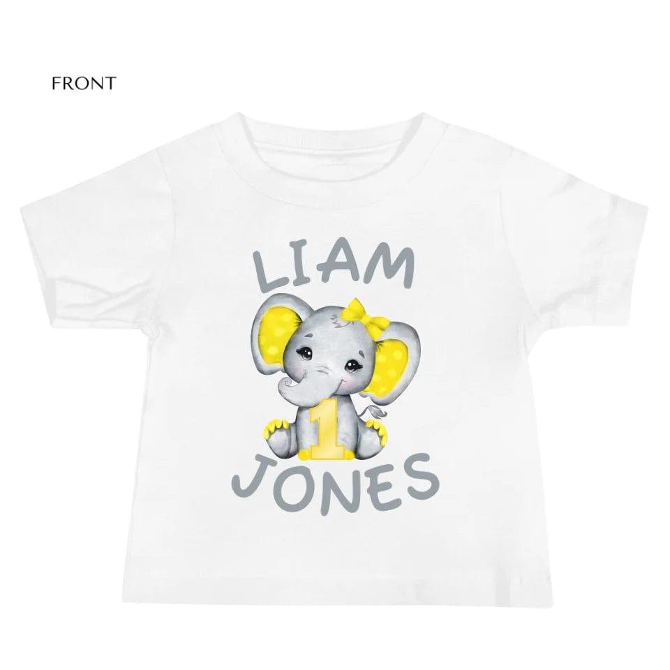 Custom Grey Elephant with Yellow Ears & Number T-Shirt - ART-TSH163 - ARTFULANE