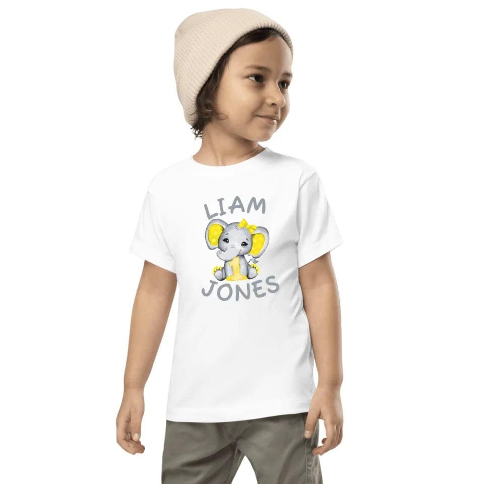 Custom Grey Elephant with Yellow Ears & Number T-Shirt - ART-TSH163 - ARTFULANE