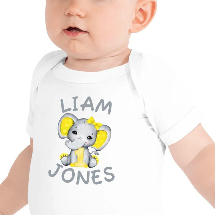 Custom Grey Elephant with Yellow Ears & Number T-Shirt - ART-TSH163 - ARTFULANE