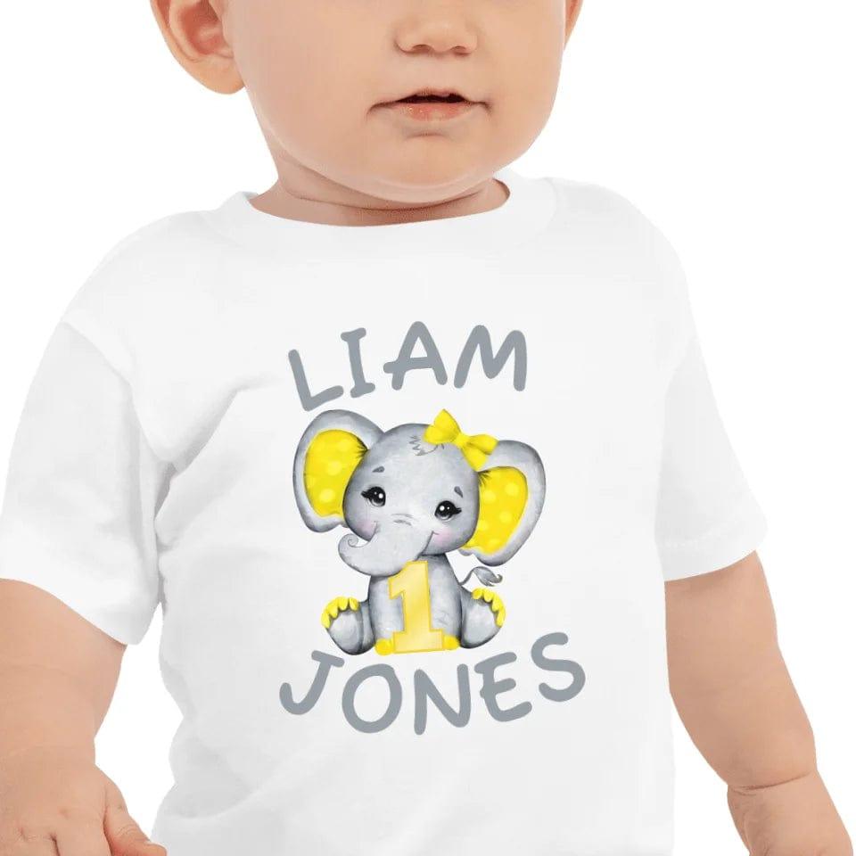 Custom Grey Elephant with Yellow Ears & Number T-Shirt - ART-TSH163 - ARTFULANE