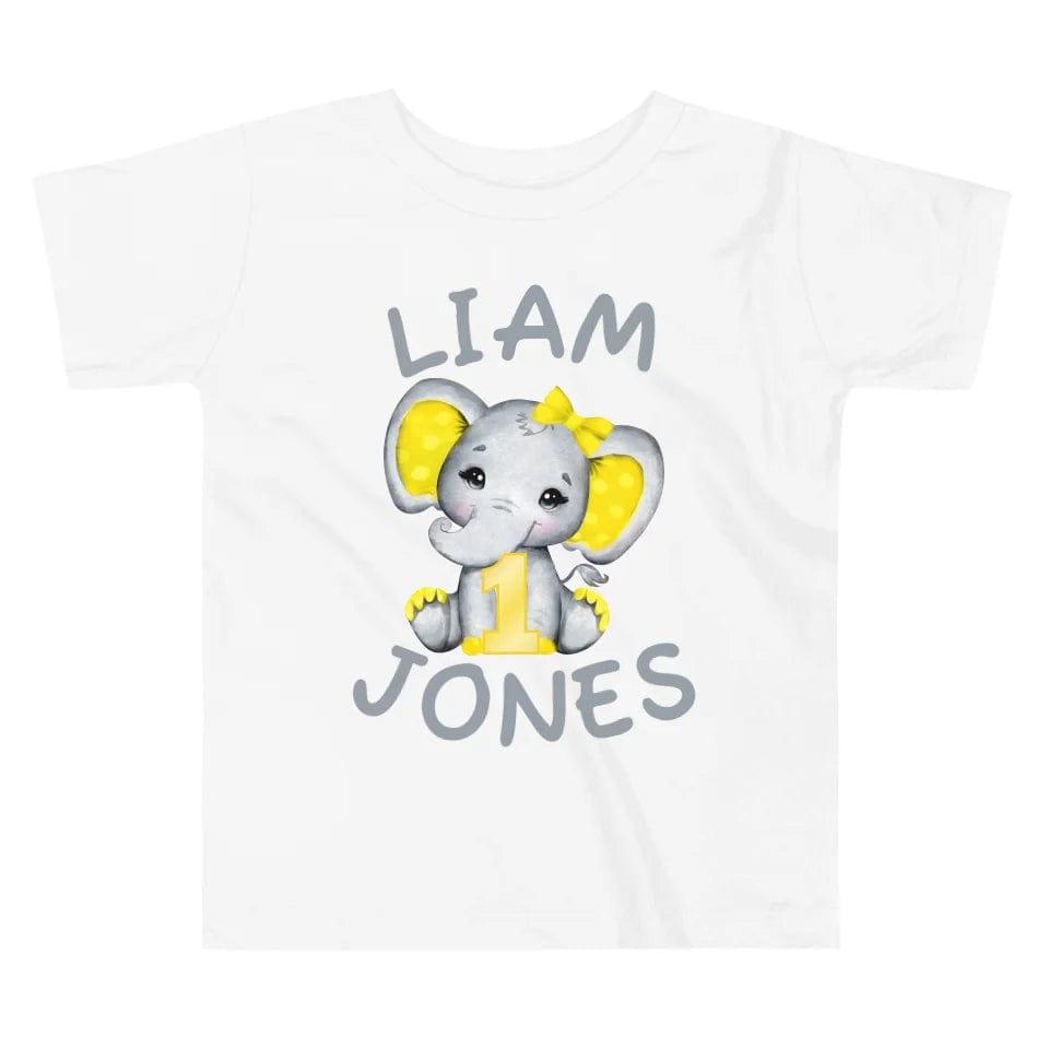 Custom Grey Elephant with Yellow Ears & Number T-Shirt - ART-TSH163 - ARTFULANE