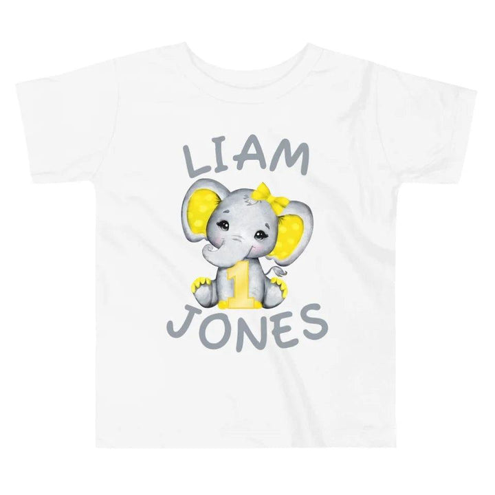 Custom Grey Elephant with Yellow Ears & Number T-Shirt - ART-TSH163 - ARTFULANE