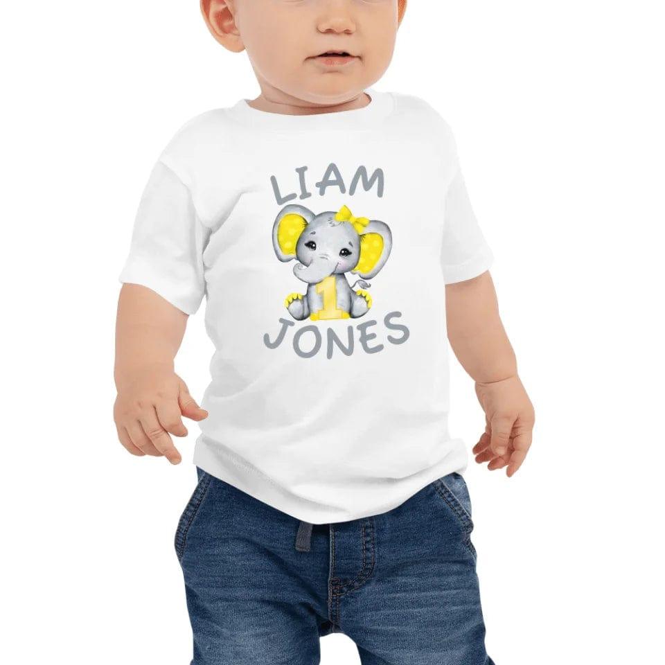 Custom Grey Elephant with Yellow Ears & Number T-Shirt - ART-TSH163 - ARTFULANE