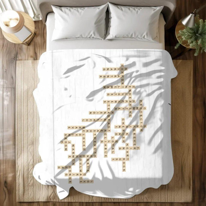 Custom Groom Word Tile Blanket - ARTFULANE