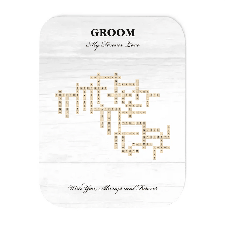 Custom Groom Word Tile Blanket - ARTFULANE