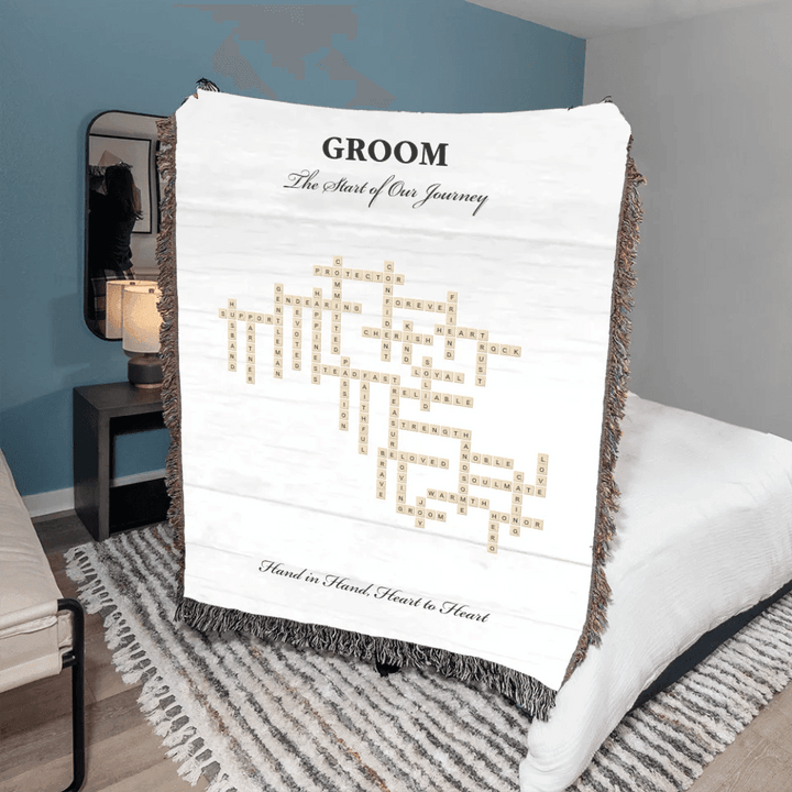 Custom Groom Word Tile Blanket - ARTFULANE