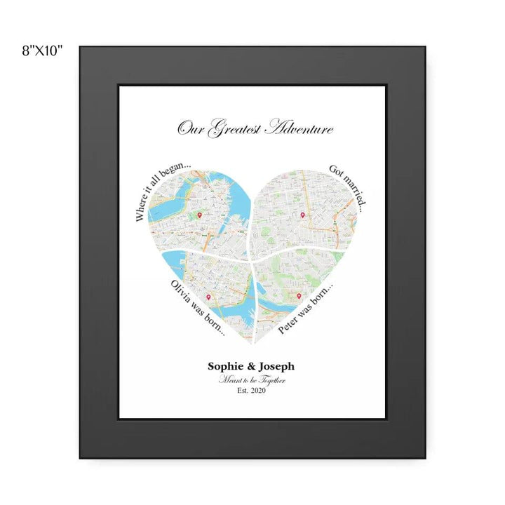 Custom Heart Shaped Four Location Map - ARTFULANE