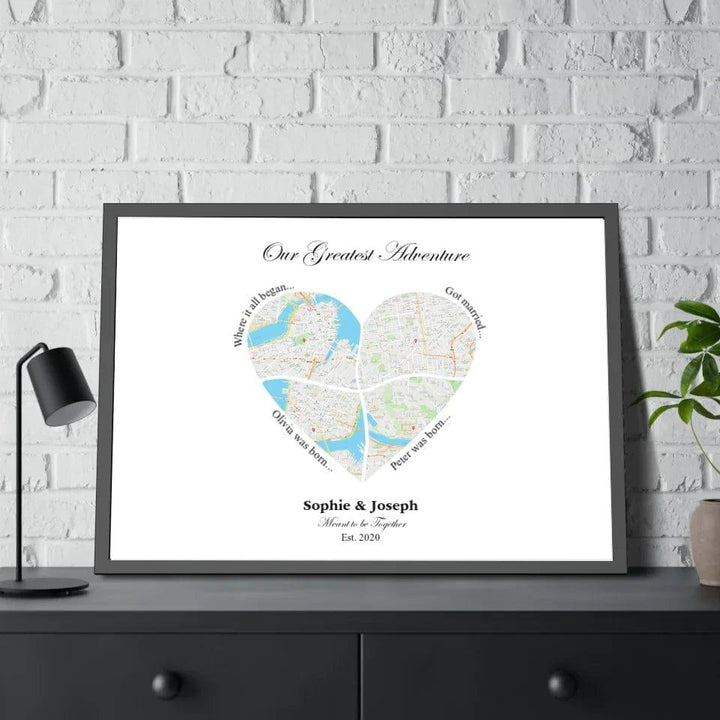 Custom Heart Shaped Four Location Map - ARTFULANE