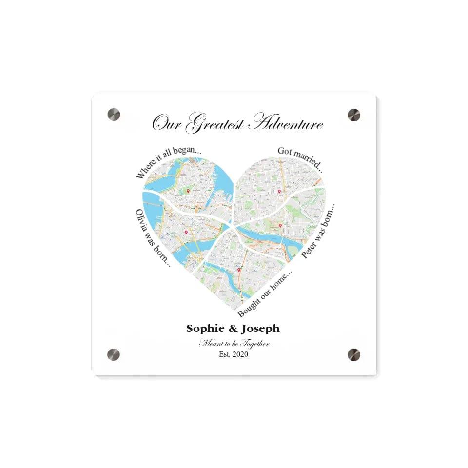 Custom Heart Shaped Five Location Map - ARTFULANE