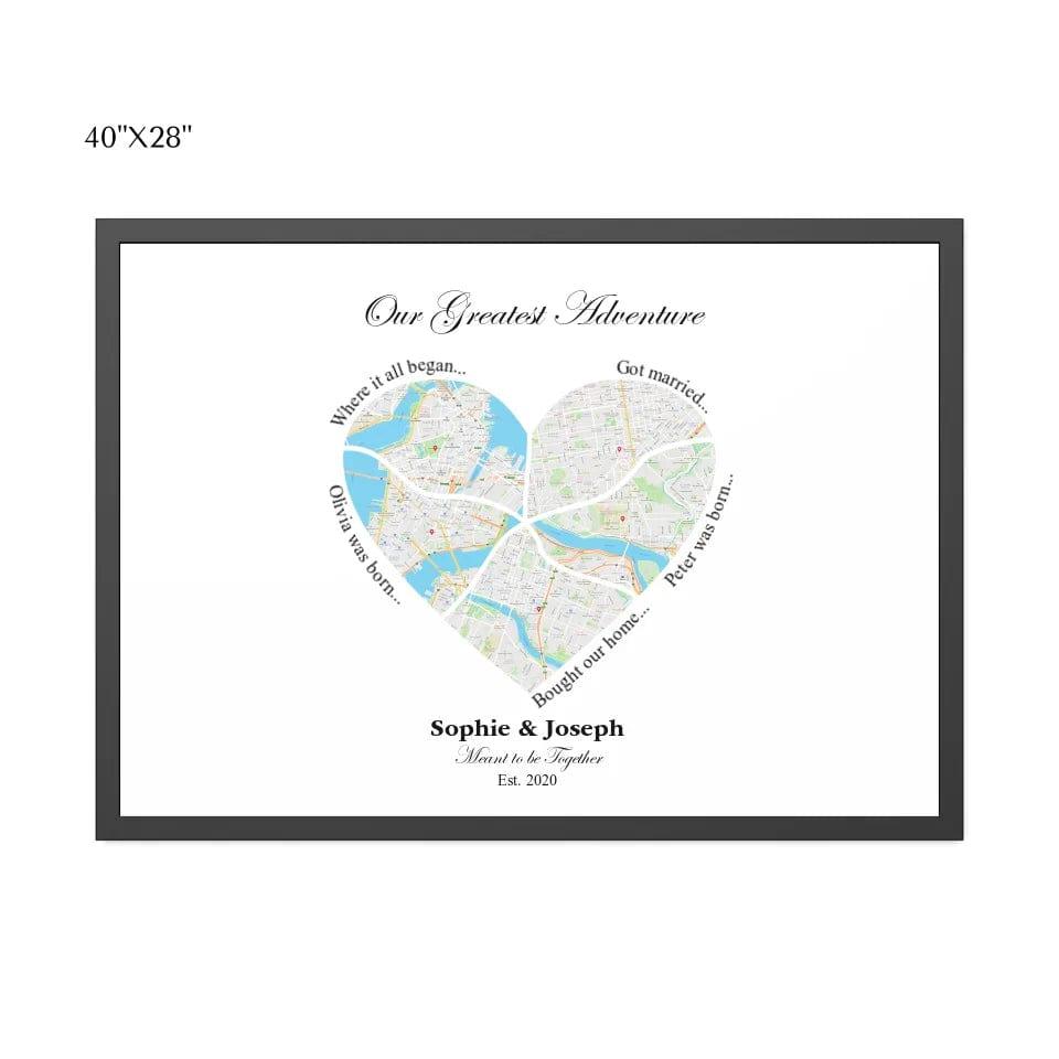 Custom Heart Shaped Five Location Map - ARTFULANE