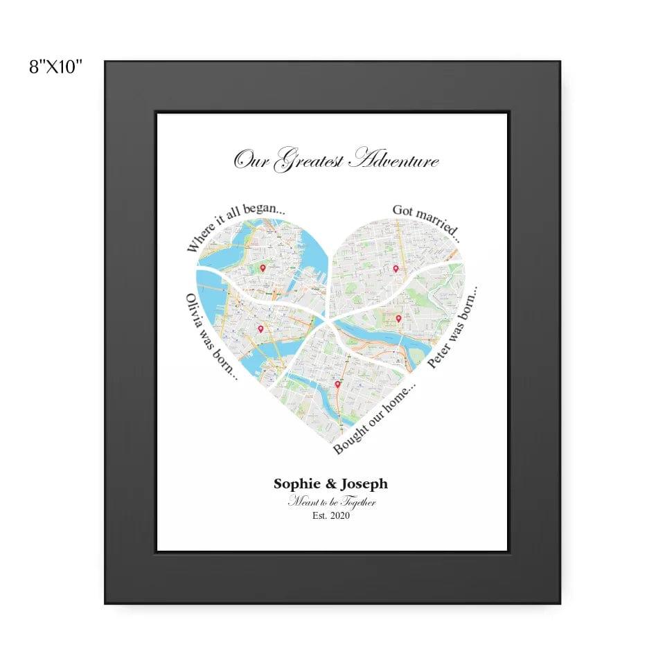 Custom Heart Shaped Five Location Map - ARTFULANE