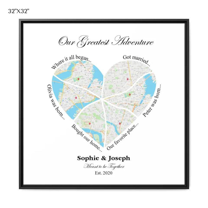 Custom Heart Shaped Six Location Map - ARTFULANE