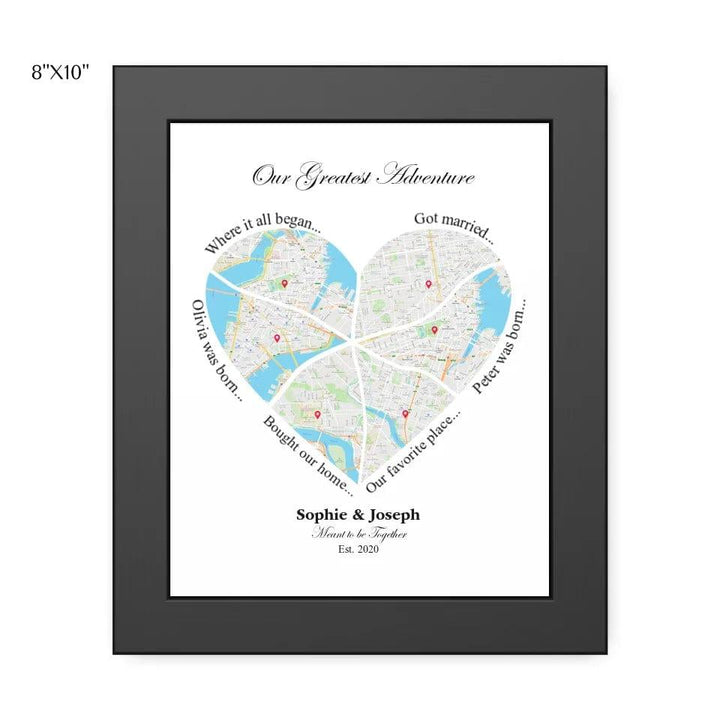 Custom Heart Shaped Six Location Map - ARTFULANE