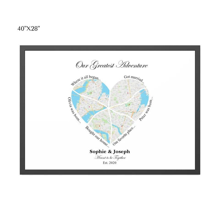 Custom Heart Shaped Six Location Map - ARTFULANE