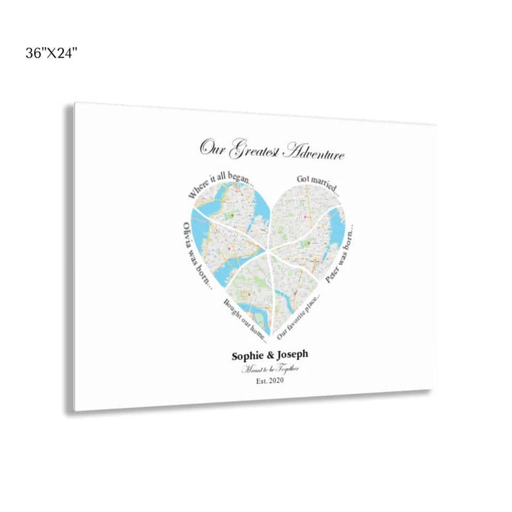 Custom Heart Shaped Six Location Map - ARTFULANE