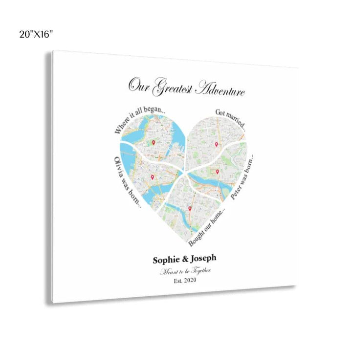 Custom Heart Shaped Six Location Map - ARTFULANE