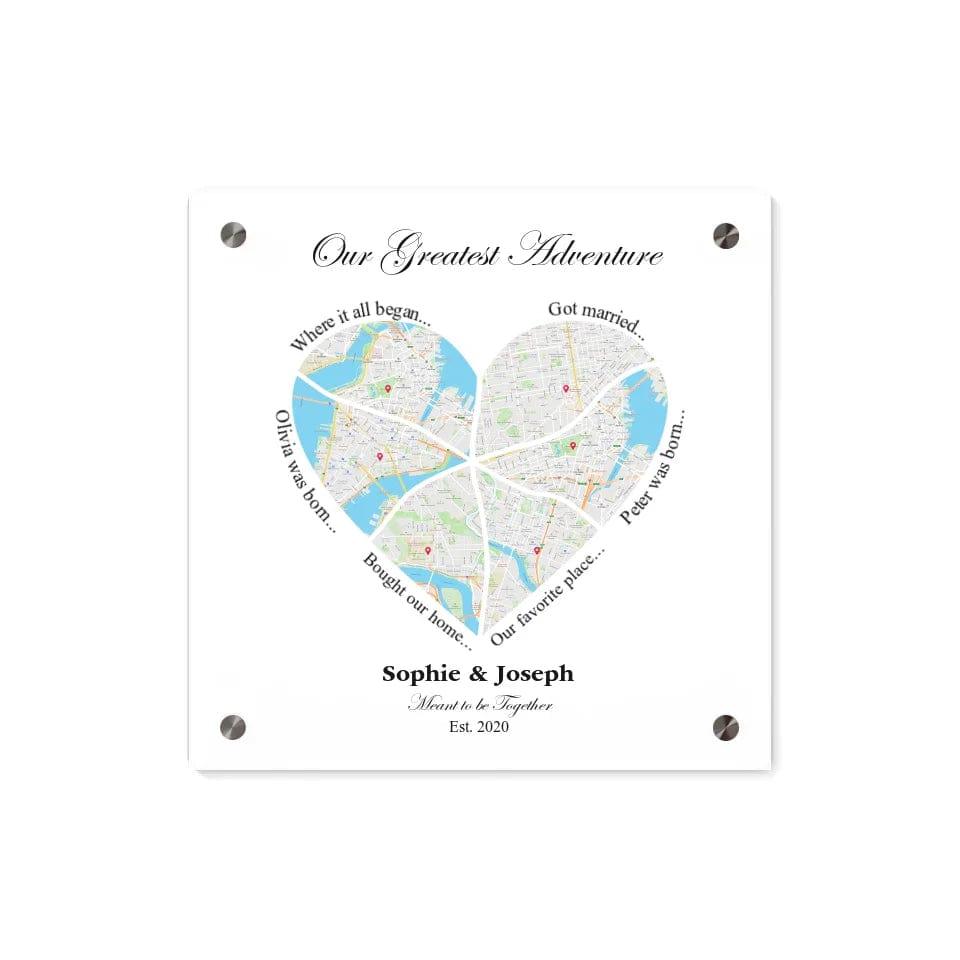 Custom Heart Shaped Six Location Map - ARTFULANE