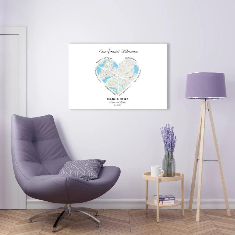 Custom Heart Shaped Six Location Map - ARTFULANE