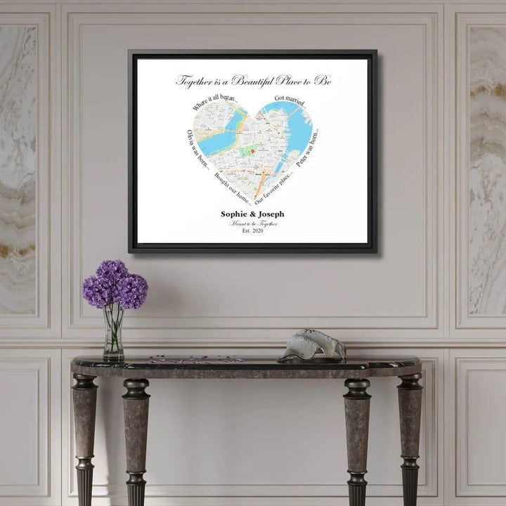 Custom Heart Shaped Single Location Map - ARTFULANE