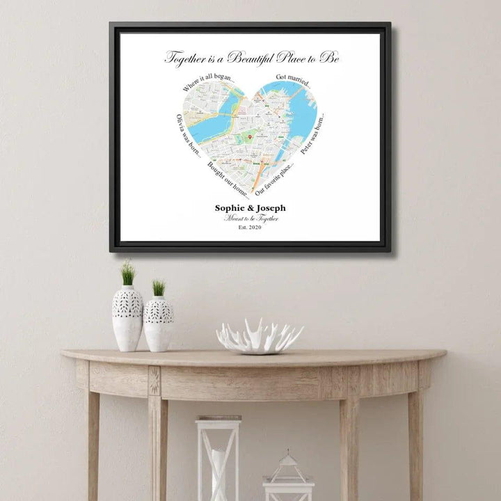 Custom Heart Shaped Single Location Map - ARTFULANE