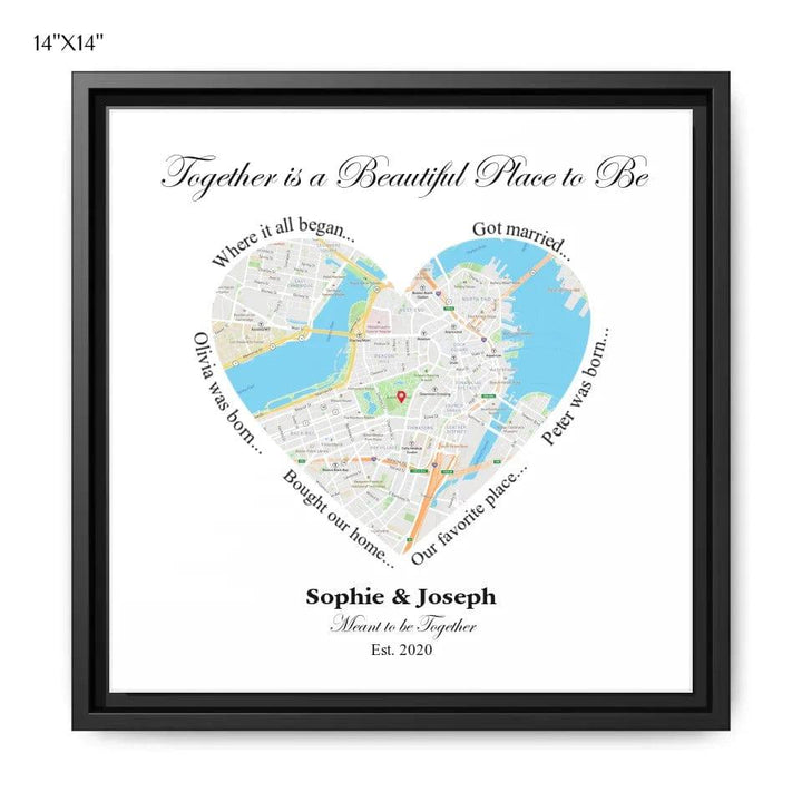 Custom Heart Shaped Single Location Map - ARTFULANE