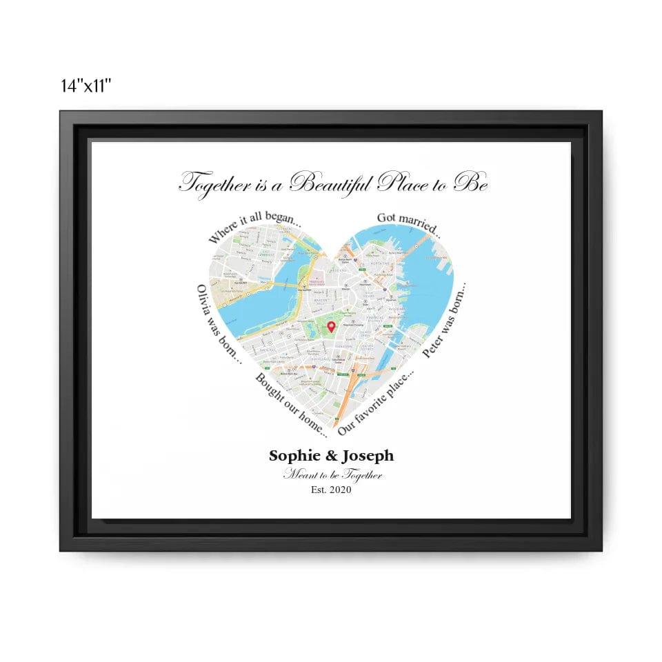 Custom Heart Shaped Single Location Map - ARTFULANE