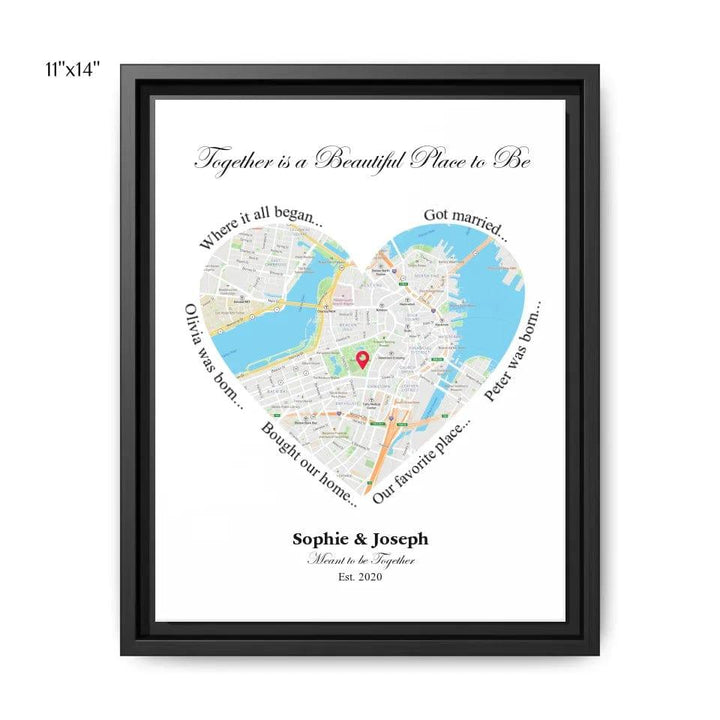 Custom Heart Shaped Single Location Map - ARTFULANE