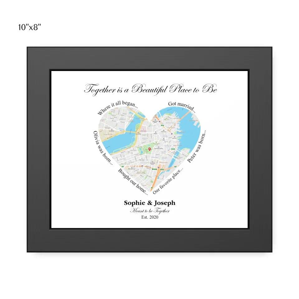 Custom Heart Shaped Single Location Map - ARTFULANE